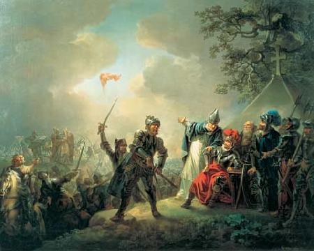 Christian August Lorentzen Dannebrog falling from the sky during the Battle of Lyndanisse Germany oil painting art
